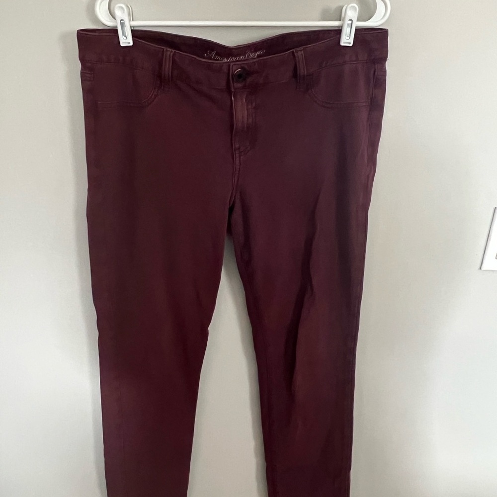 American Eagle Outfitters Skinny Pants in Deep Burgundy